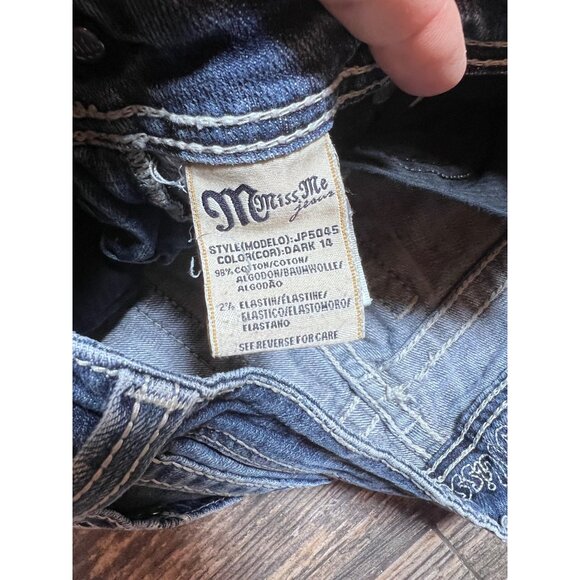 Miss Me Jeans JP5045 Size 28 Boot Cut Embellished Cross Dark Wash Low Rise Y2K - Picture 7 of 9